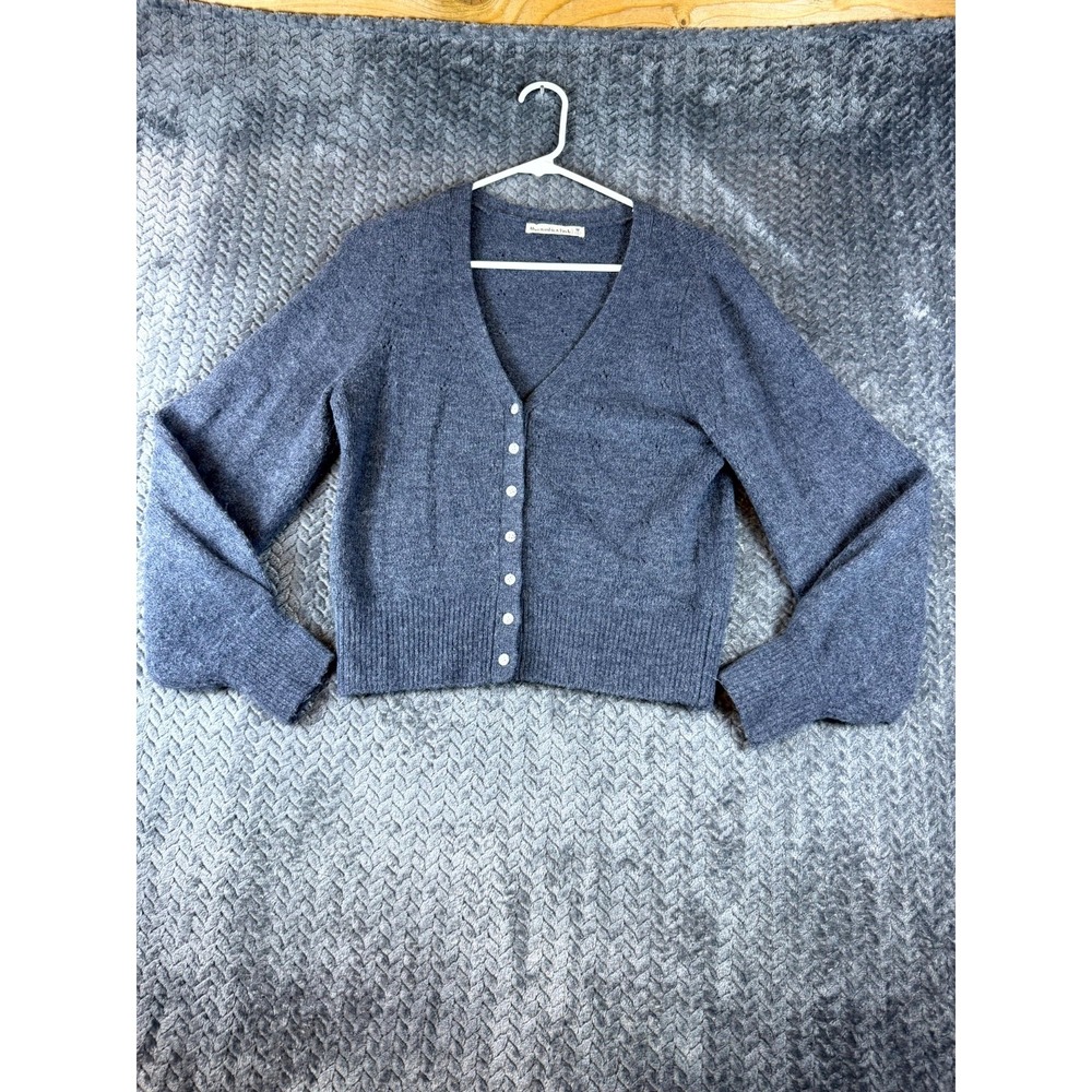 Abercrombie & Fitch Womens Medium Blue V-Neck Button Front Cardigan Sweater